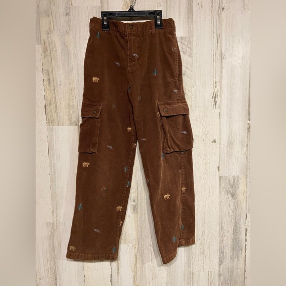 Hartstrings Other - Heartstrings Brown Corduroy Embroidered Outdoor Bear Fish Pants 8